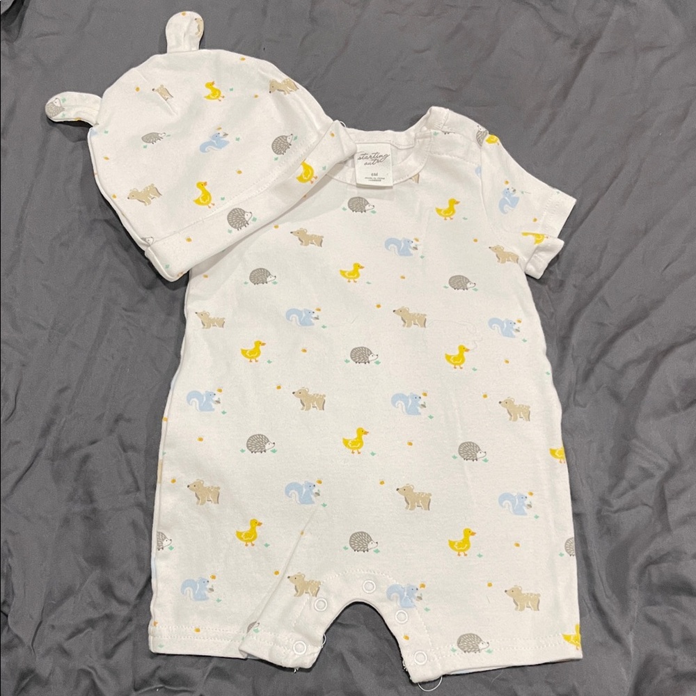 Adorable Baby Romper and Hat Set